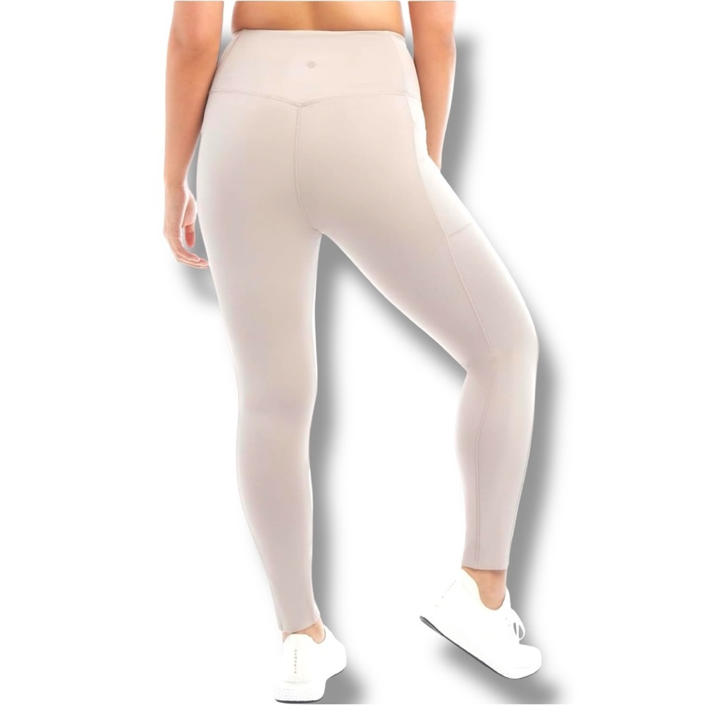Danskin Women's Beige High Waisted Side Pocket Ankle Length Active Leggings - Picture 4 of 14